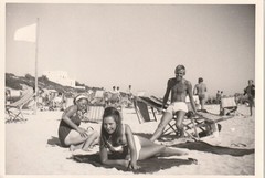 Vintage Photo Beautiful Woman in Bikini Man in Swim Trunks Fashion 1960s