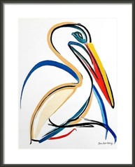 Pelican 7 12″x16″ Fine Art Print of original abstract painting, Bird Art