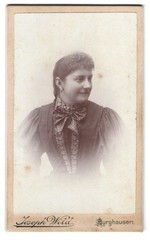 Photograph Joseph Wild, Burghausen, town square, portrait young lady in dress mi