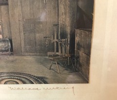 Interior Scene Quilting 1915 by Wallace Nutting Signed Framed A216