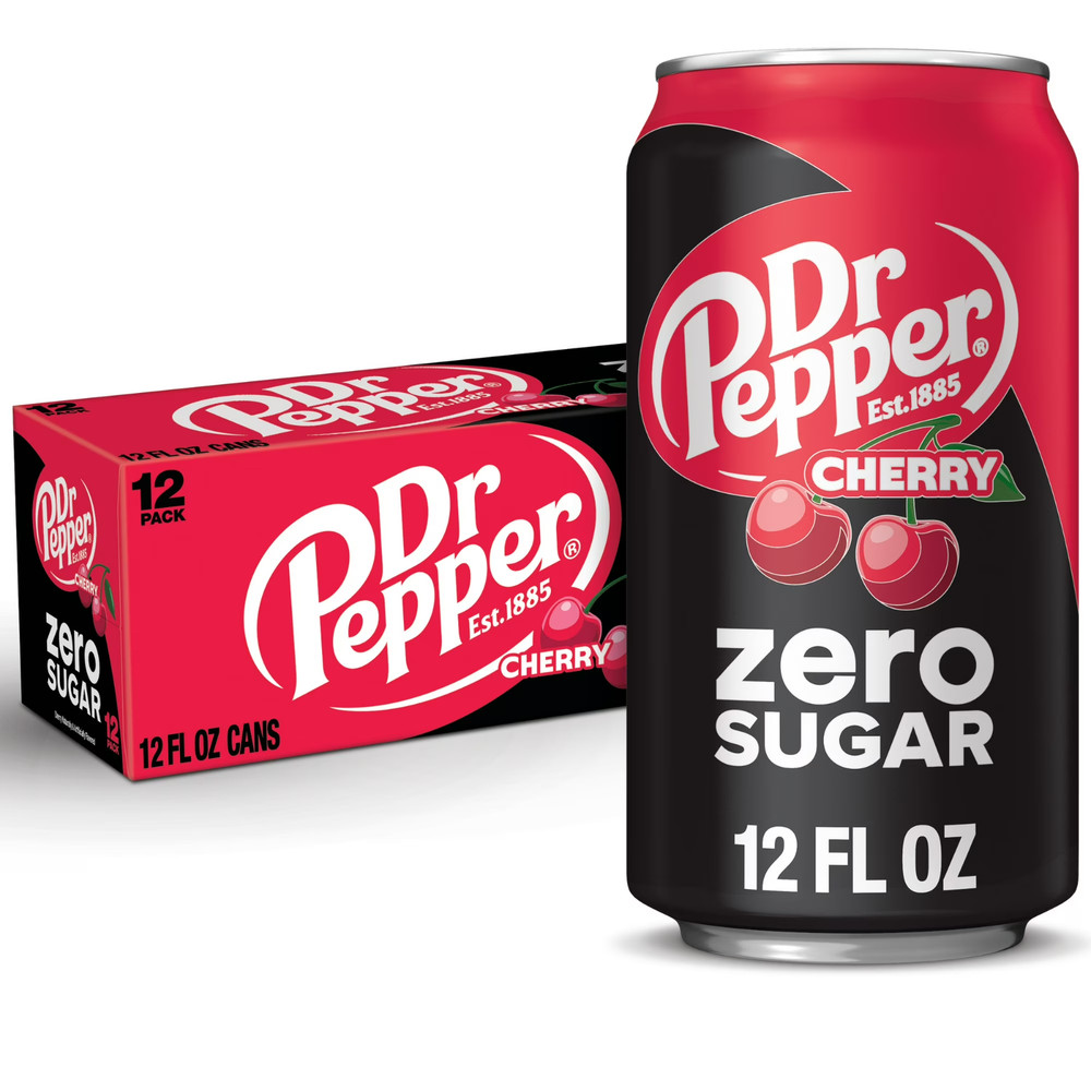 Dr Pepper Zero Sugar Cherry Soda Pop, 12 fl oz, 12 Pack Cans [FREE SHIPPING]