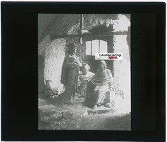 Jesus And The Samaritan, Glass Photo Plaque, Black & White, Positive 8.5X10 Cm