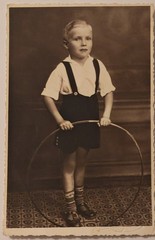 RPPC Boy with Hoop Child Portrait Studio c1935 Child Portrait Romania Postcard