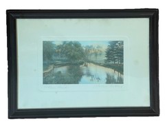 ANTIQUE EARLY 20c Photography PRINT Wavy Glass Arts and Crafts Landscape