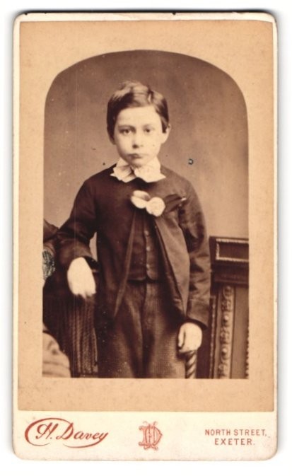 Photograph H. Davey, Exeter, North Street, Young Man in Black Clothes with w