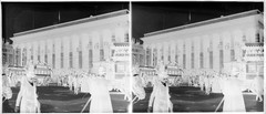 STEREO GLASS NEGATIVE, OMNIBUS, PARIS, Place de la Bourse, cityscape, rare, vi