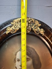 ANTIQUE Oval Portrait/Highly Ornate Tiger Wood & Heavy Gilded Gold Floral Frame