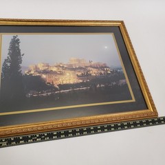 Vintage Athens Greece Acropolis Night Photo Print Framed Wall Art 25.5×19.5
