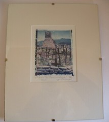 Original Silk-Screened Photo of San Geronimo Mission Taos by Judy McCullough