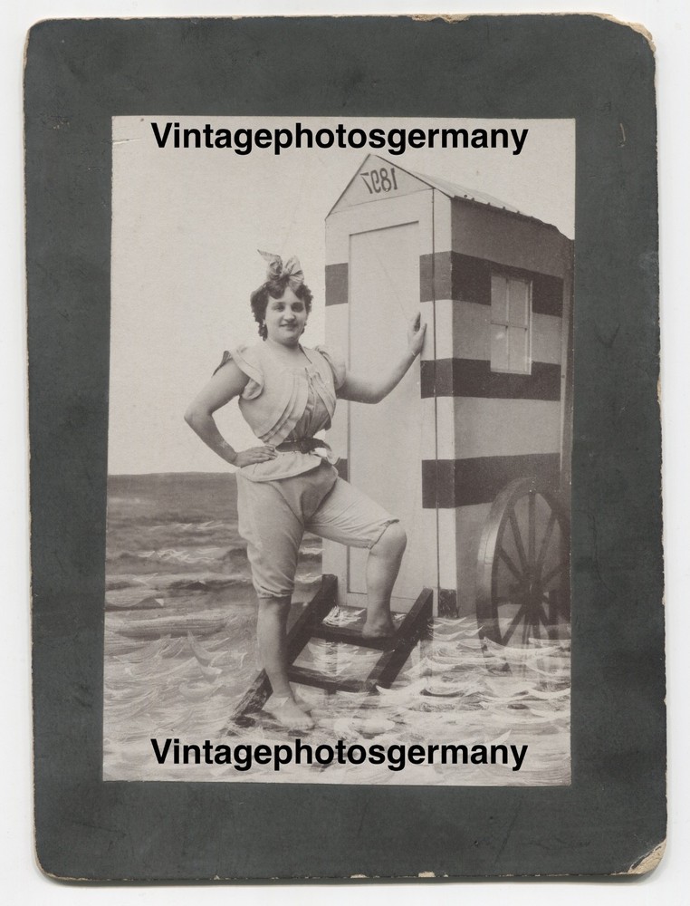 G1866 Photo CDV KBA 1897 Netherlands Ostend Belgium Woman Bathing Fashion Swimsuit