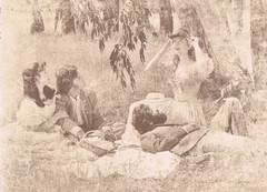 NEWLY FOUND! HENDRICKSON B&W Sepia Photo Print CUTE DOUBLE DATE PARK PICNIC 8X10