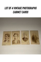 Lot Of 4 Antique Photographs Vintage Cabinet Cards Three Men One Woman Photos
