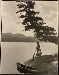 1937 «Haven Of Rest» Couple In Shade W/ Canoe Art Deco Photograph By Leighton