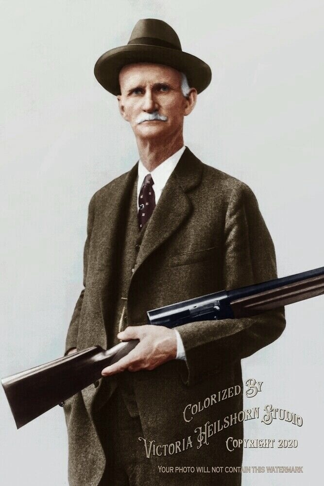 New Colorized Photo: John Moses Browning, Gun and Firearms Designer – 6 Sizes!