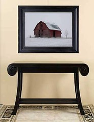 RUSTIC OLD BARN PRINT Winter Scene 20″ x 16″