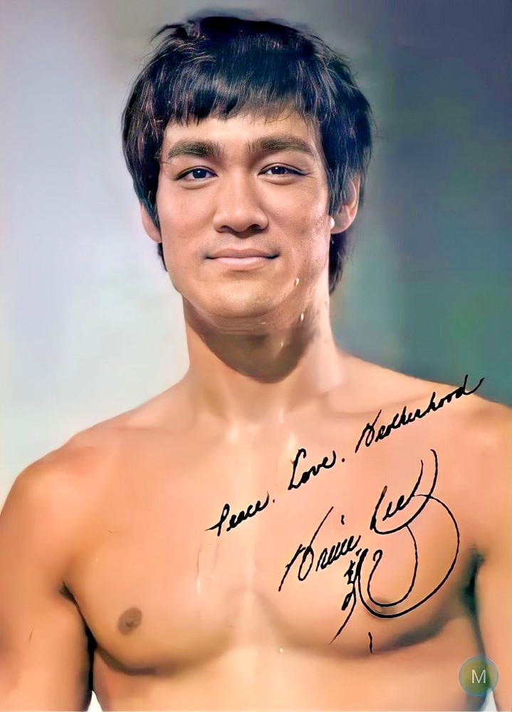 Bruce Lee Studio Head Shot Autographed 8×10
