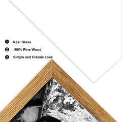 3 Hinged Picture Frame Trifold Combo Pine Wood with Real Glass, Display Two 4…