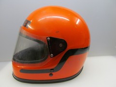Helmet Roman 1970s Orange Orig. Vintage Retro Motorcycle Helmet Motorbike