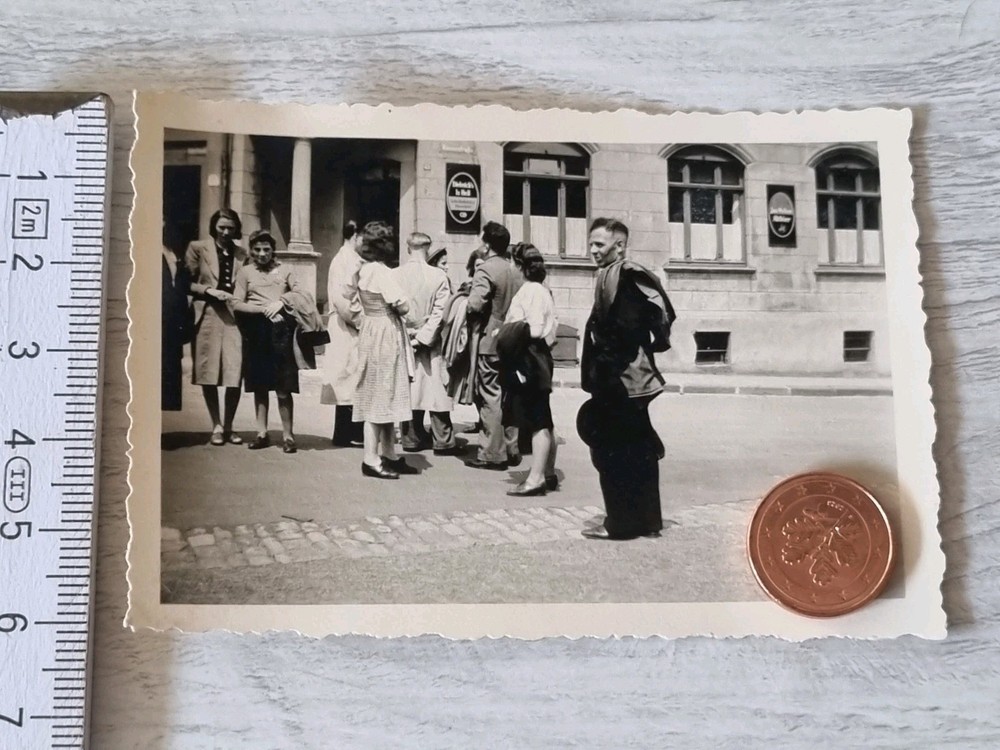 orig. Photo Ratingen 1940, Rosenstraße house number 43, inn, beer advertising (x)