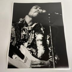 Jimi Hendrix Live Concert Photo 1967 11 x 14” Grant Jacobs Black White Stamped