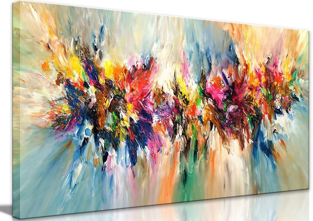 Large Framed Abstract Colorful Canvas Wall Art Flower Posters Prints Pictures…
