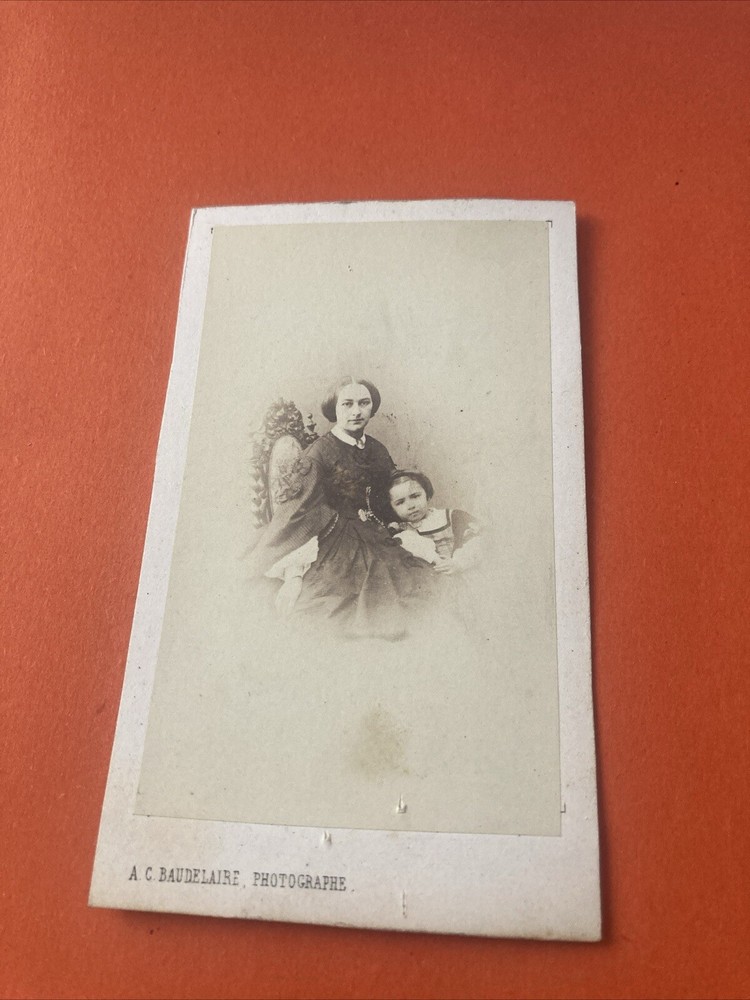 Vintage Portrait Photo Of Woman Girl A. Carel Albert Baudelairé Caen 1860-70