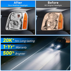 500% Brighter LED DRL Projector Headlight Assembly Compatible with 2007 2008 200