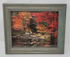 Framed Fall Color Trees, Rocks, and River Photograph Print 10.5″x12.5″