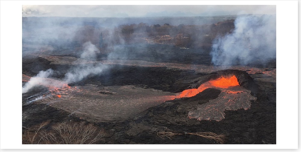 Kilauea Fissure 6 Activity With Spatter Lava Flows Panoramic Silver Halide Photo