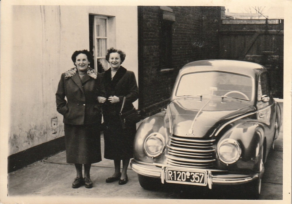 Vintage Photo Women with DKW F89 Car Vintage Passenger Car