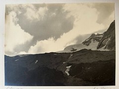 23x17cm on 42x32cm Beautiful Barite Photo Circa 1930 Mountains Signed Photo