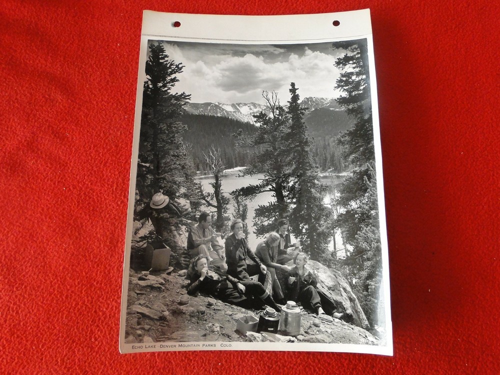 Vintage 1930s/40s Colorado Linen Backed Silver Gelatin Photo Echo Lake Denver 2