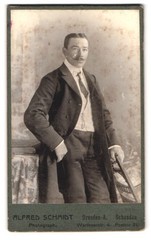 Photograph Alfred Schmidt, Dresden, Warthaerstr. 4, handsome gentleman in suit b