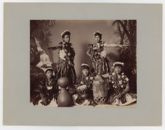 Group of native Hawaiian hula dancing girls and musicians Hawaii 1907 Photo