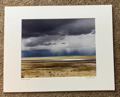 Signed Matted Color Landscape Photograph Print of Wyoming, Storm Clouds Prairie