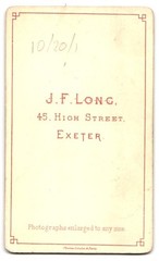 Photograph J. F. Long, Exeter, 45, High Street, Portrait of Elderly Man in Suit