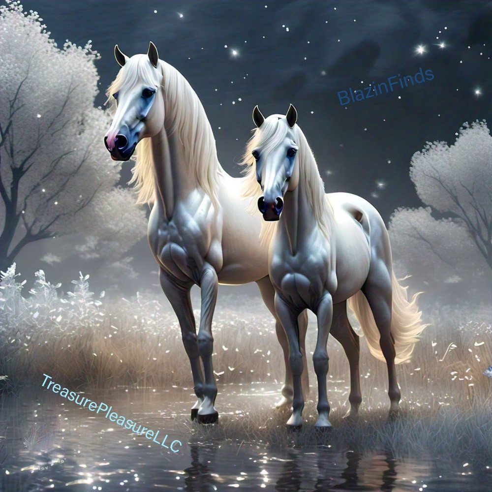 Digital Image Picture Wallpaper Background Desktop Horses In Magical Trees