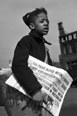 African American Boy Selling «Chicago Defender» Renowned Black Newspaper, 1942