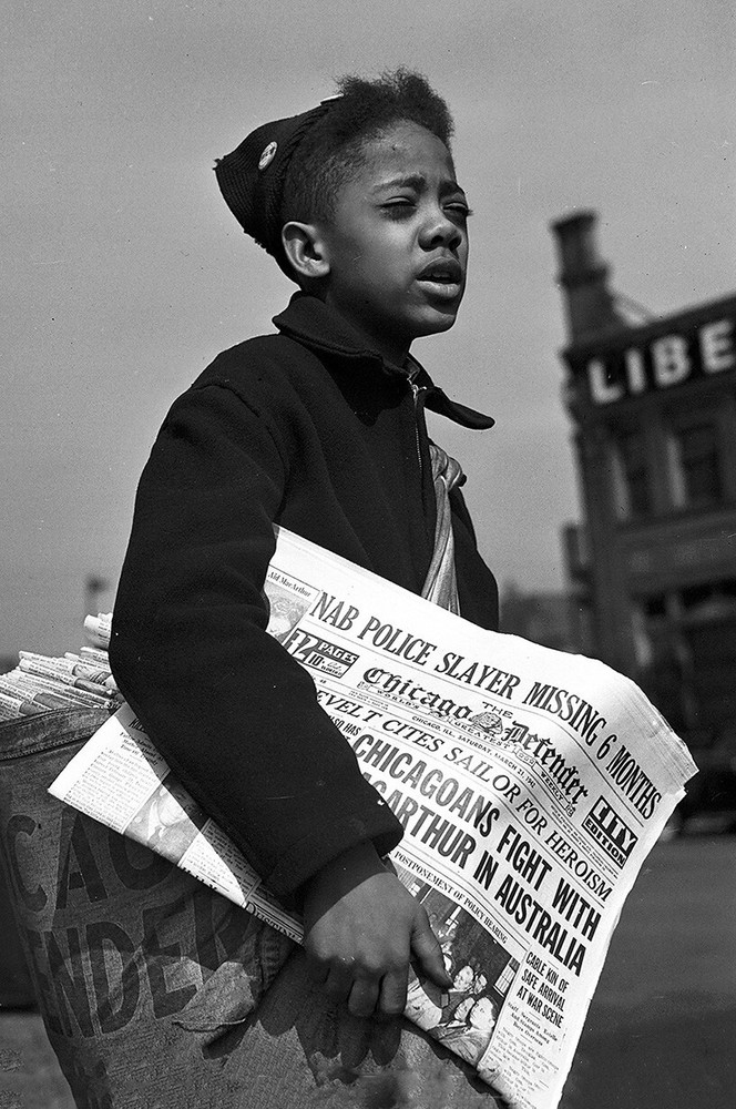 African American Boy Sells the Chicago Defender, Renowned Newspaper