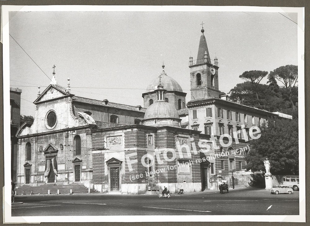 Photo Rome Italy Church Old Town Bell Tower Architecture 1950s