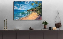 Beach Drawing Painting, Pastel Tropical Beach Art Hawaii Print Large Portrait
