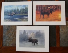 LOT of 3  – 8.25 x 11.5in MOOSE art prints, signed by George Wise 
