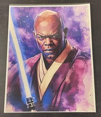 Watercolor Inspired Star Wars Collectible 8.5×11 Canvas Fan Art – Mace Windu