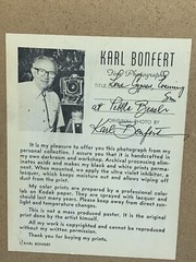 KARL BONFERT handprinted, signed photograph «LONE CYPRESS EVENING” On Wood Frame