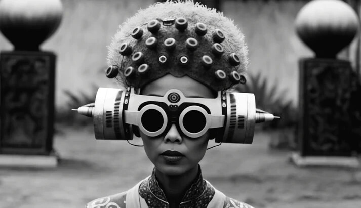 Futuristic Robot with Glasses: A Stunning Landscape Art Piece