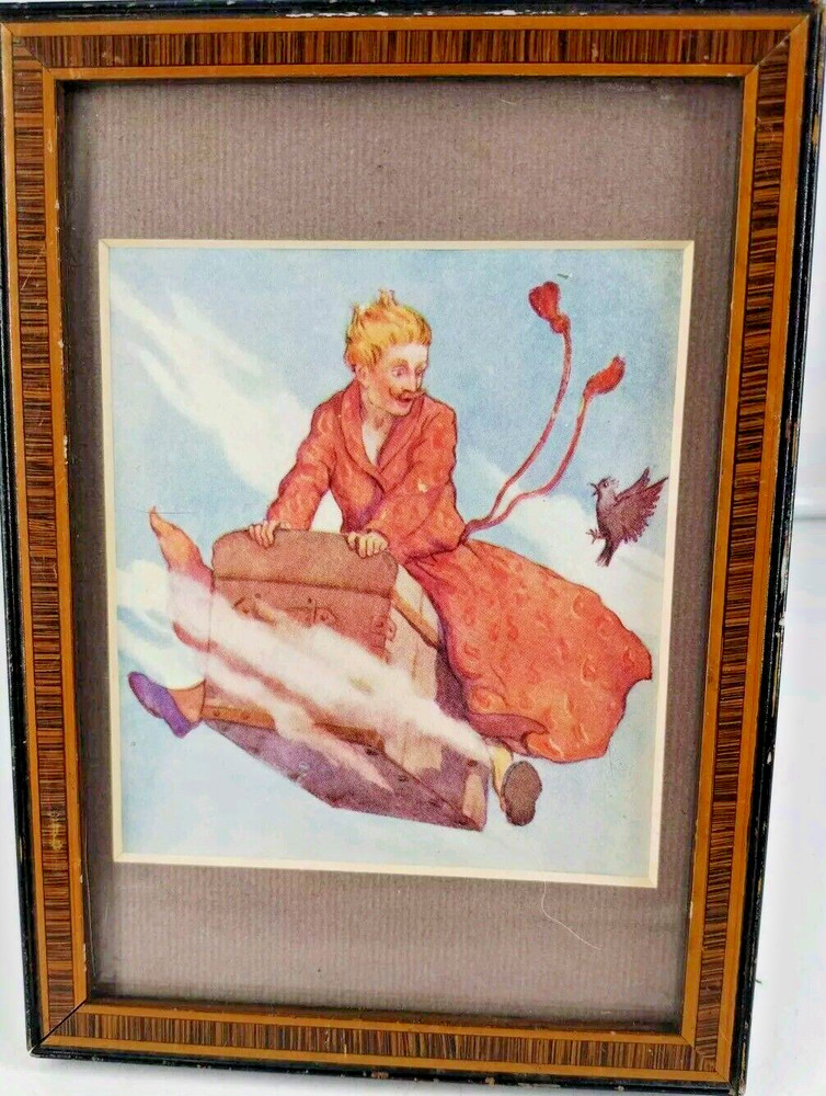 FLYING TRUNK Fairy Tail Book Vtg Framed 5″ X 7″ Picture RARE