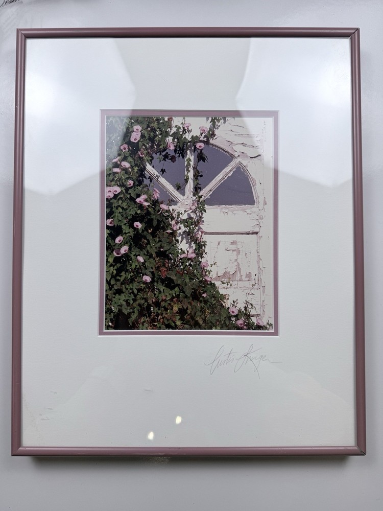 Curtis Krueger Signed Limited Edition Photo Framed Floral Window 1991