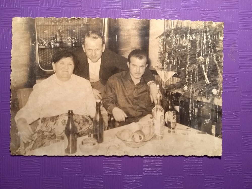 Alt Foto AK antik Weihnachten Christbaum Alkohol Christmas Family old Photo art