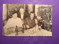 Alt Foto AK antik Weihnachten Christbaum Alkohol Christmas Family old Photo art