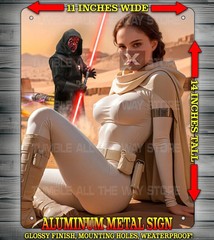 Sexy Padme Star Wars Bad Girl & Darth Maul Metal Sign Wall Art 14″ x 11″